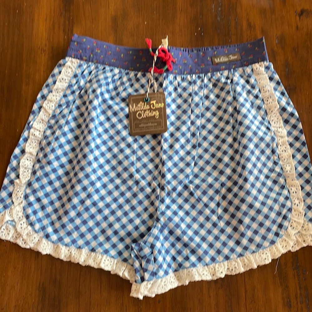 Matilda Jane Check Shorts with Eyelet Trim